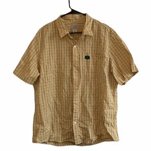 Men’s LL Bean Plaid Mustard Button Up SZ L